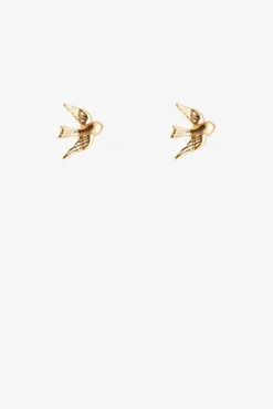 Antler Swallow Earring - Gold