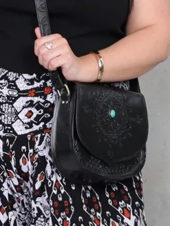 Carved Saddle Bag - Black