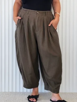 Let's Dance Pleat Pant - Khaki