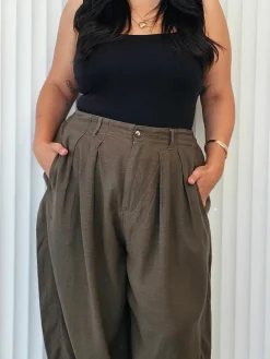 Let's Dance Pleat Pant - Khaki