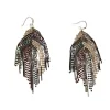 Peacock Feather Earring - Pewter
