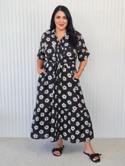 Raffles Shirt Dress- Poppy