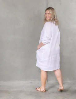 Valencia Linen Shirt Dress - White