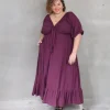 Zoe Dress Short Sleeve - Aubergine