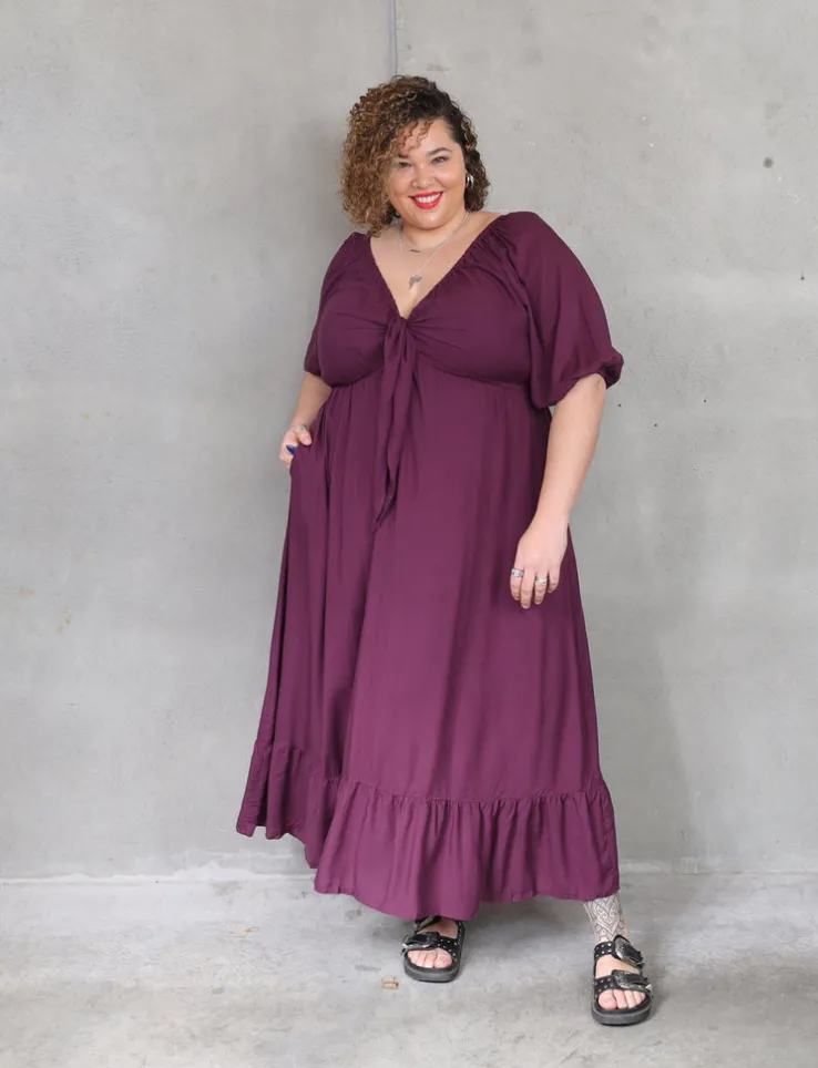 Zoe Dress Short Sleeve - Aubergine