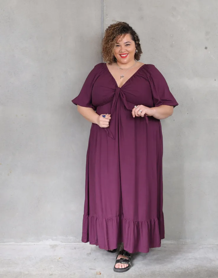 Zoe Dress Short Sleeve - Aubergine