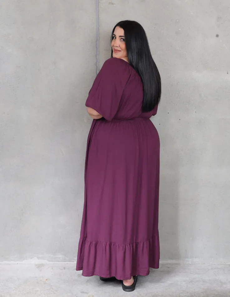 Zoe Dress Short Sleeve - Aubergine